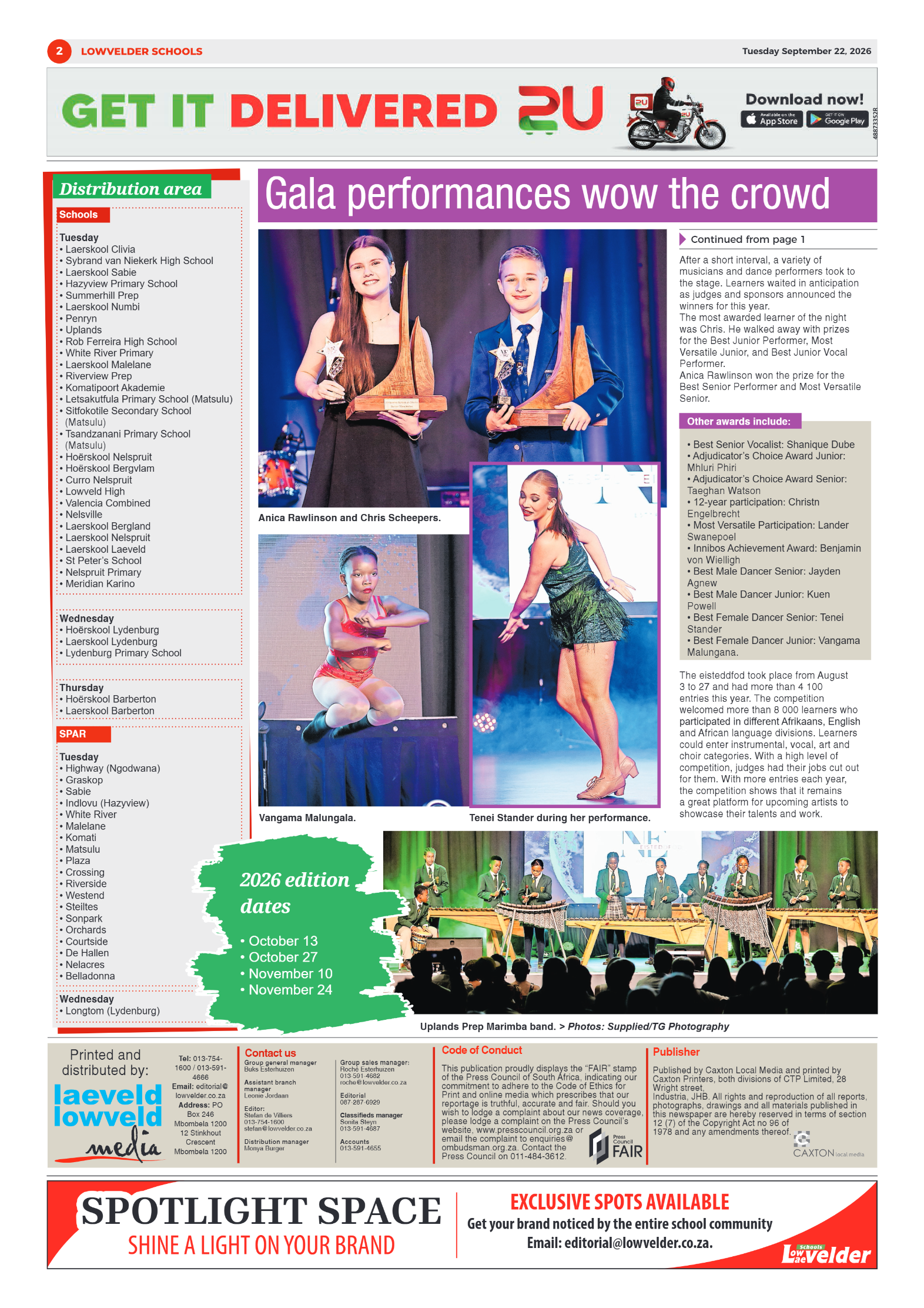 Lowvelder Schools 22 September 2026 page 2