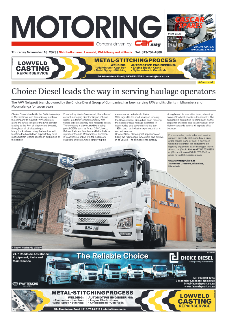 Motoring 16 November 2023 page 1