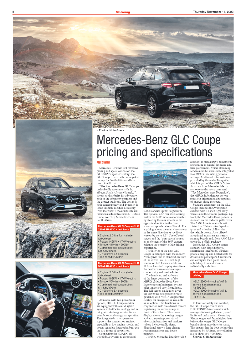 Motoring 16 November 2023 page 8